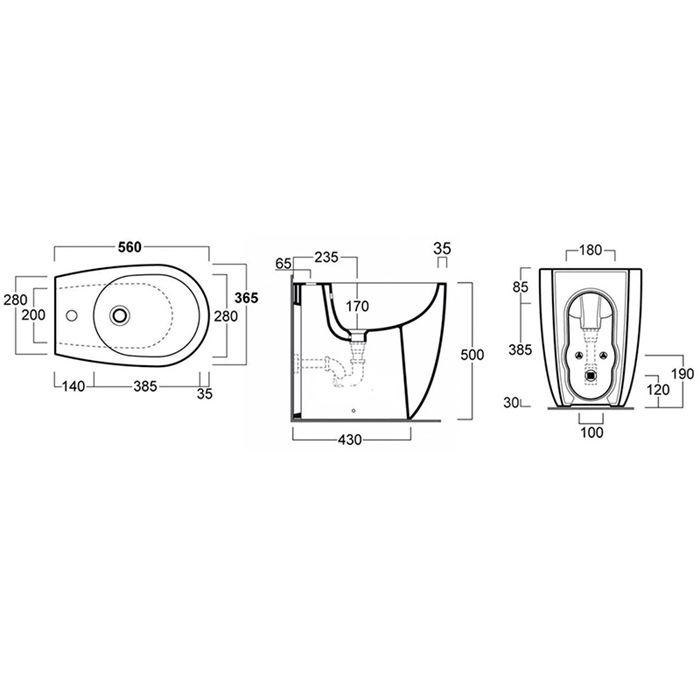 SIMAS Vignoni биде напольное высокое H=50см, 56*36,5см, с 1 отв. под смеситель, цвет: белый