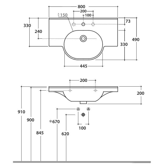 GLOBO Mode Раковина подвесная/на столешницу 80х49 см,с 1 отв под смеситель, цвет белый