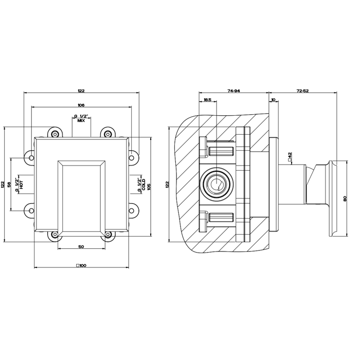 Gessi Eleganza Внешная часть встраиваемого однорычажного смесителя для раковины, цвет: хром