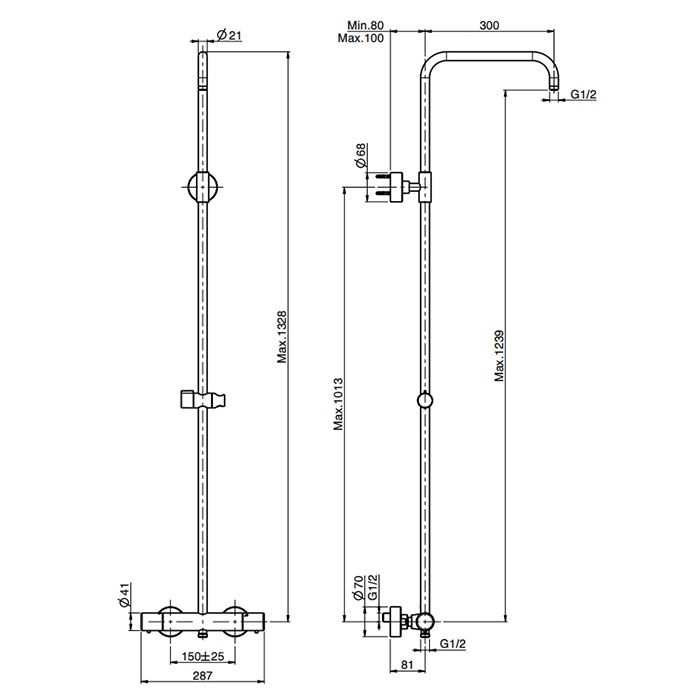 Fima Carlo Frattini Colonne doccia Смеситель для душа, термостатический, с душевой стойкой, цвет: хром Fima Carlo Frattini Colonne doccia Смеситель для душа, термостатический, с душевой стойкой, цвет: хром