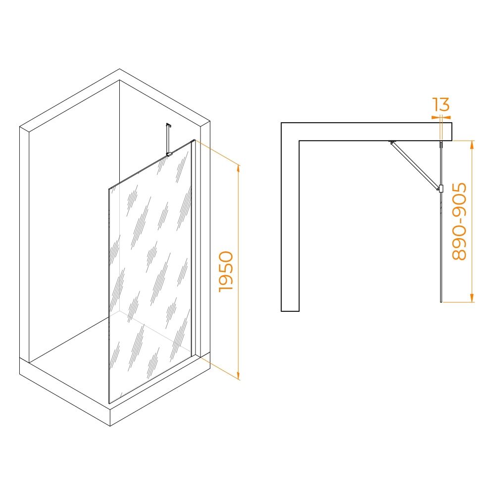 Душевая перегородка RGW WA-110B (Тонированное (Серое), 900)