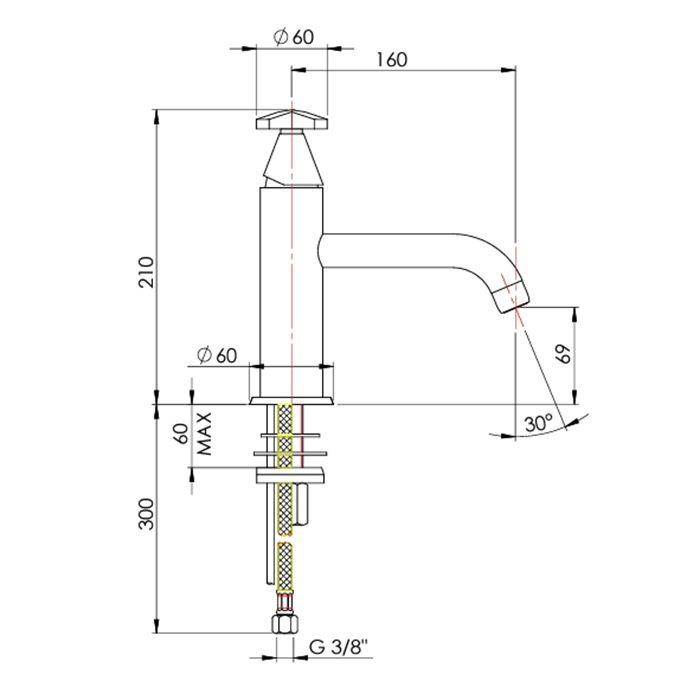 Nicolazzi Star  Смеситель  для раковины однорычажный, без донного клапана, излив 140мм, цвет хром, артикул 4842CRA1