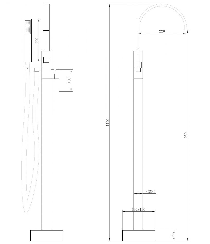 Смеситель ABBER Wasserfall AF8615 напольный, хром Смеситель ABBER Wasserfall AF8615 напольный, хром