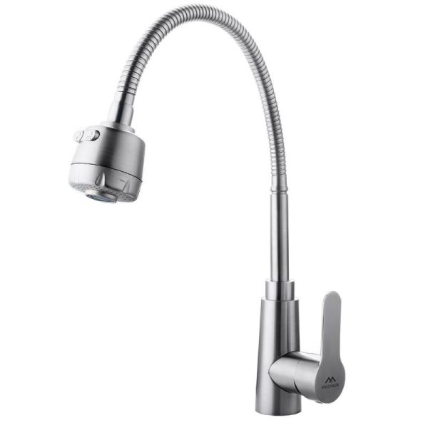 Смеситель для кухни с гибким изливом FASHUN A54301-3, сатин