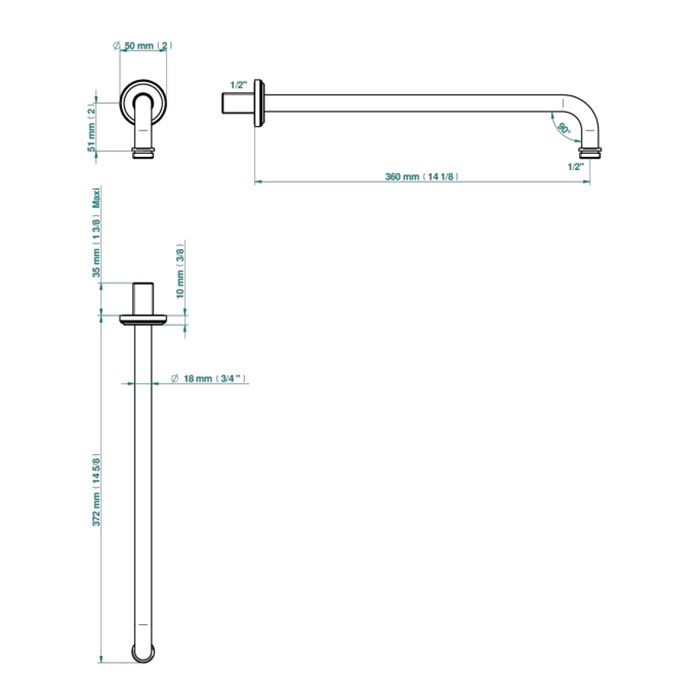 THG CORVAIR Держатель верхнего душа 360 мм., настенный, цвет Soft matt gold