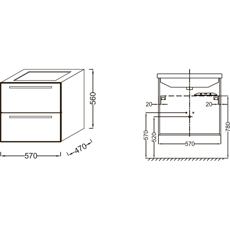 Тумба под раковину Jacob Delafon Struktura 57 EB1280-E13 подвесная Розовое дерево, артикул EB1280-E13