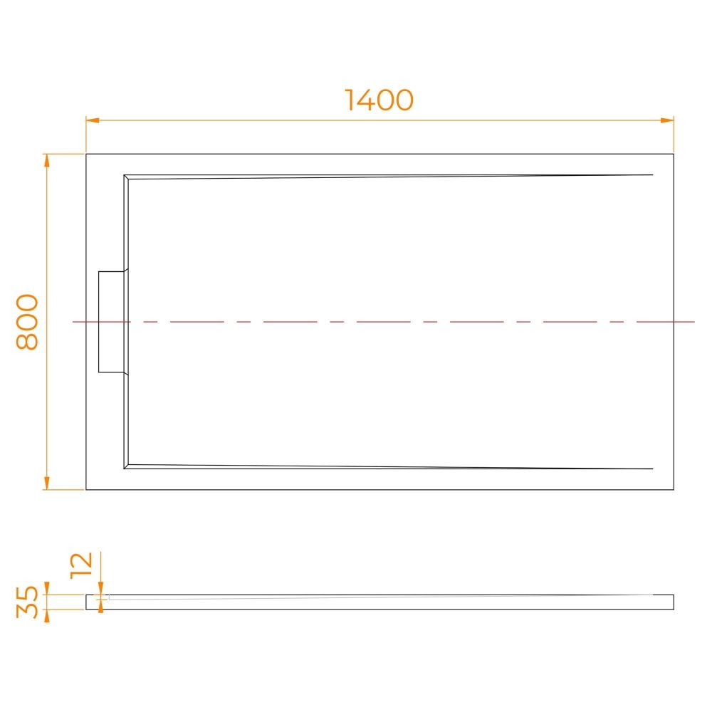 Душевой поддон прямоугольный RGW STL MB Черный мрамор (800x1400)