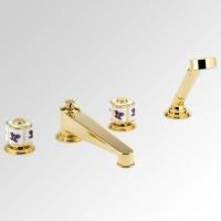 THG CAPUCINE MAUVE DECOR OR Смеситель на борт ванны, на 4 отверстия, с ручным душем, декор золото/лиловый, цвет полированное золото