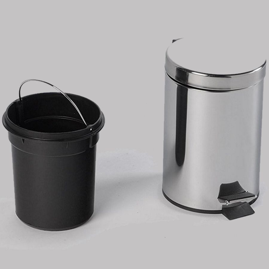 Урна SIMPLE LINE для бытового мусора, круглая 3 л, c педалью и крышкой, нержавеющая сталь, Sapho