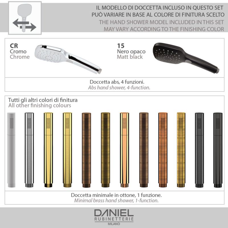 Daniel Tiara, однорычажный смеситель для ванны (излив 17,4 см), c набором для душа, цвет золото, артикул TA610-DO