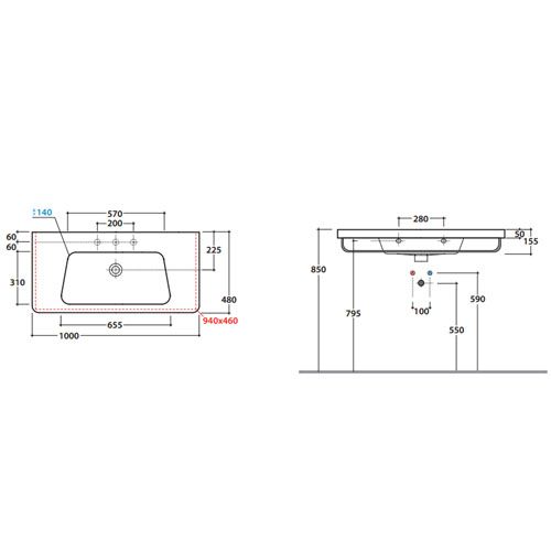 GLOBO Forty3 Раковина полувстраиваемая 55*47*h14см, с 1 отв. под смеситель, с переливом, цвет белый GLOBO Forty3 Раковина полувстраиваемая 55*47*h14см, с 1 отв. под смеситель, с переливом, цвет белый