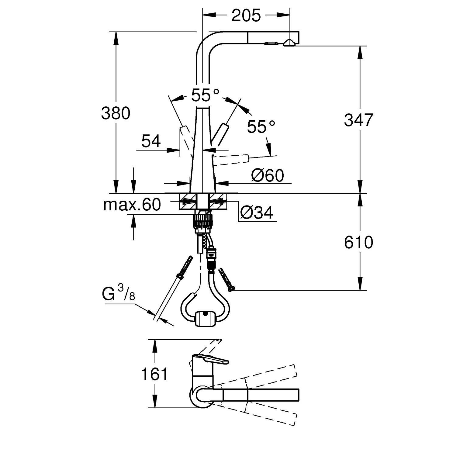 Смеситель для кухни DN 15 GROHE Zedra однорычажный, суперсталь (32553DC2) Смеситель для кухни DN 15 GROHE Zedra однорычажный, суперсталь (32553DC2)