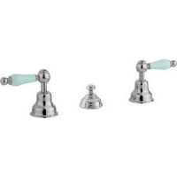 CISAL Arcana Toscana Смеситель для биде на 3 отверстия без излива, с донным клапаном, цвет хром/белый