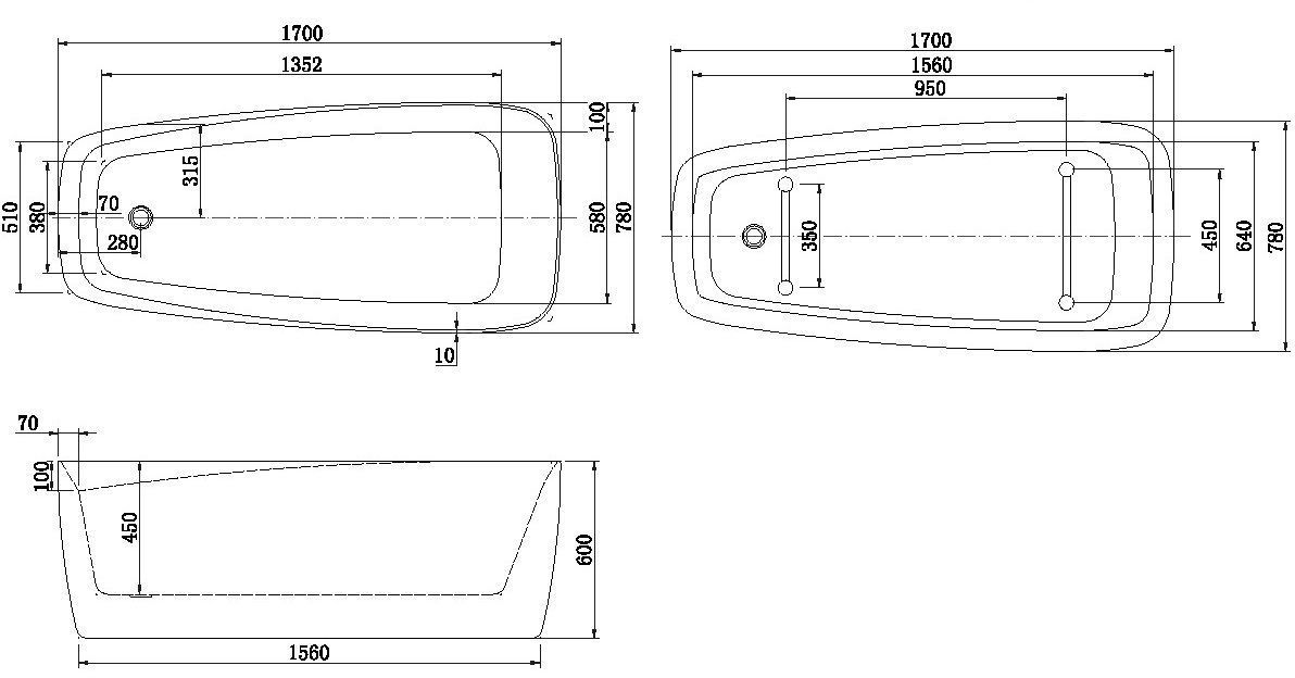Акриловая ванна Aquanet Family Trend 170x78 90778-GW Акриловая ванна Aquanet Family Trend 170x78 90778-GW