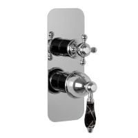 Fima Carlo Frattini Herend Смеситель для душа, встраиваемый, на 2/3 выхода, черные ручки, цвет: хром Fima Carlo Frattini Herend Смеситель для душа, встраиваемый, на 2/3 выхода, черные ручки, цвет: хром