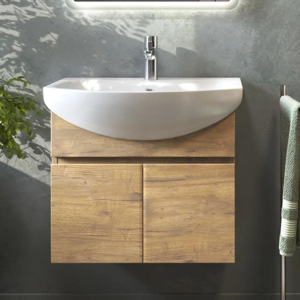 Тумба под раковину подвесная VIGO Wing tp.WIN.BAL.60.2D дуб золотой, 60 см, артикул tp.WIN.BAL.60.2D дуб золотой