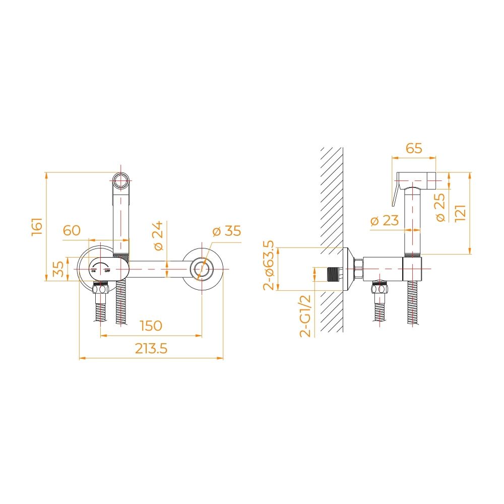 Гигиенический душ с поворотным управлением RGW SP-216Gb