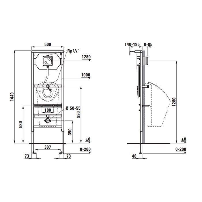 Laufen CU1  Инсталляция для писсуара Laufen CU1  Инсталляция для писсуара