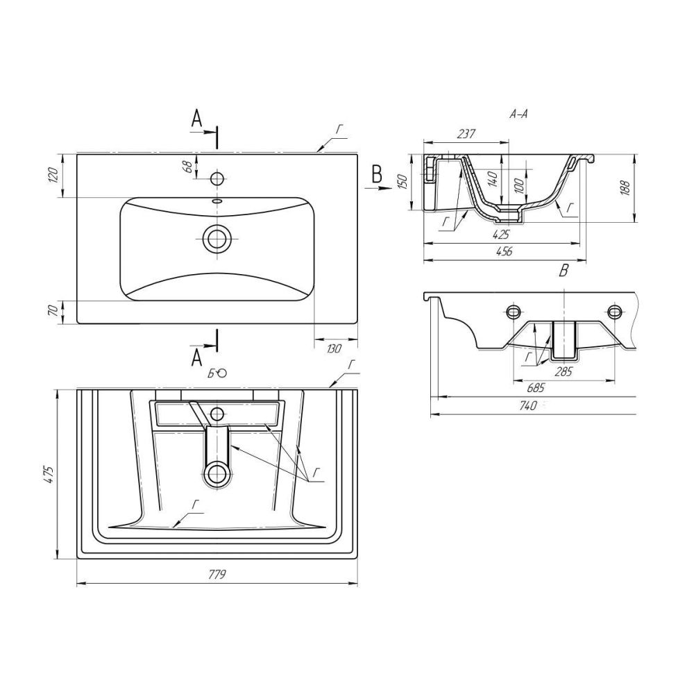 Раковина Dreja Euphoria 640177, 80 см, артикул 640177