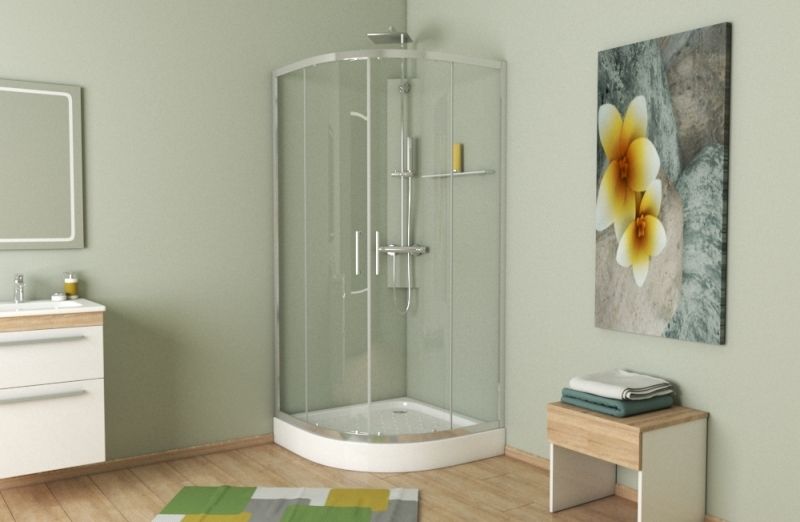 Душевой уголок Bravat Line 90x90 BS090.1201A профиль Хром стекло прозрачное