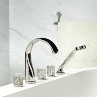 THG HIRONDELLES PLATINUM STAMPED Смеситель на борт ванны на 5 отверстий, двойной, с ручным душем, цвет Polished nickel