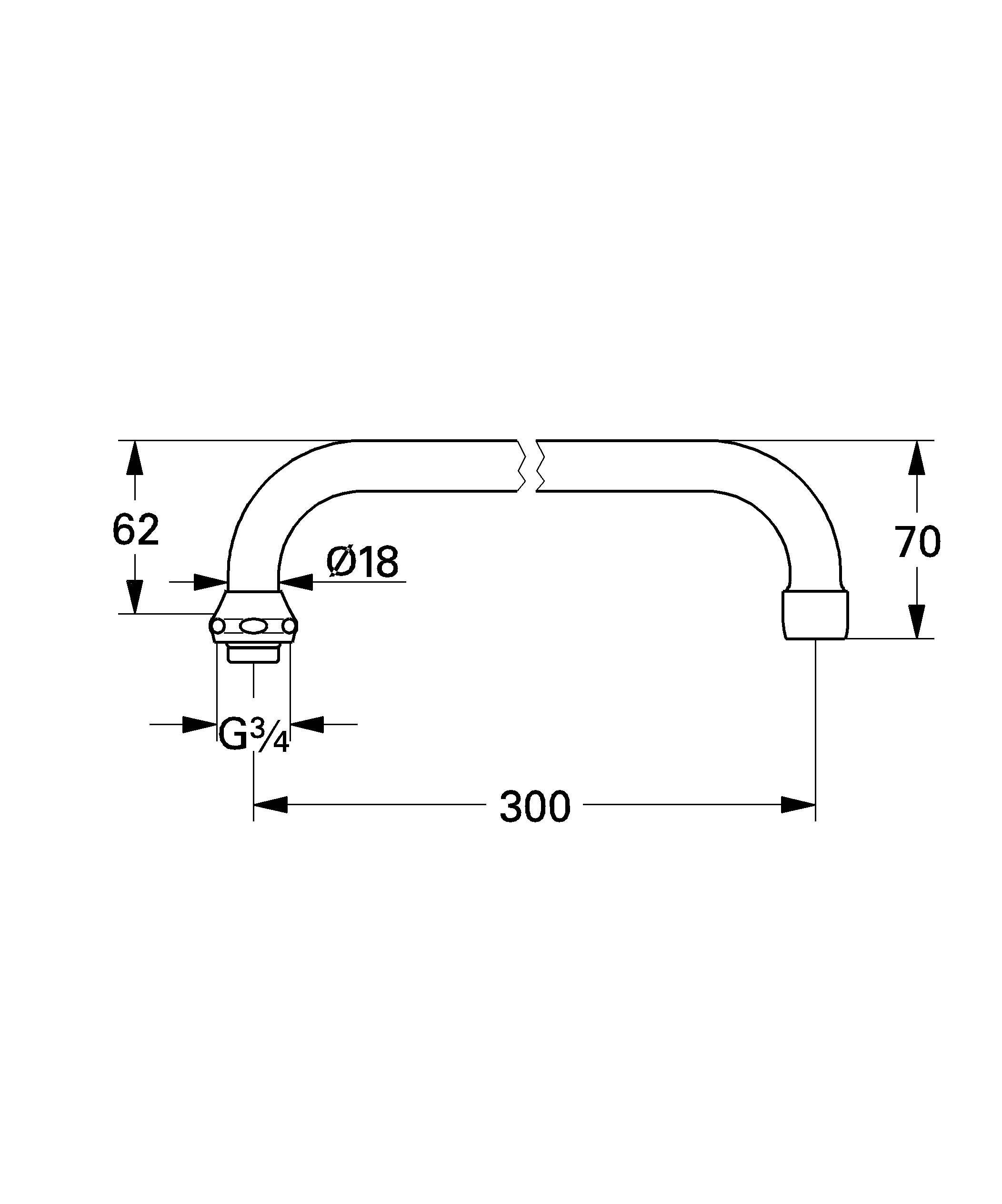 Излив для настенного смесителя для кухни GROHE, хром (13034000) Излив для настенного смесителя для кухни GROHE, хром (13034000)