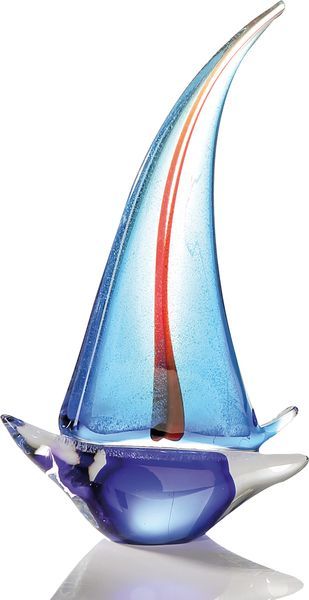 Casablanca, стеклянная скульптура "Парусник", цвет сине-красный