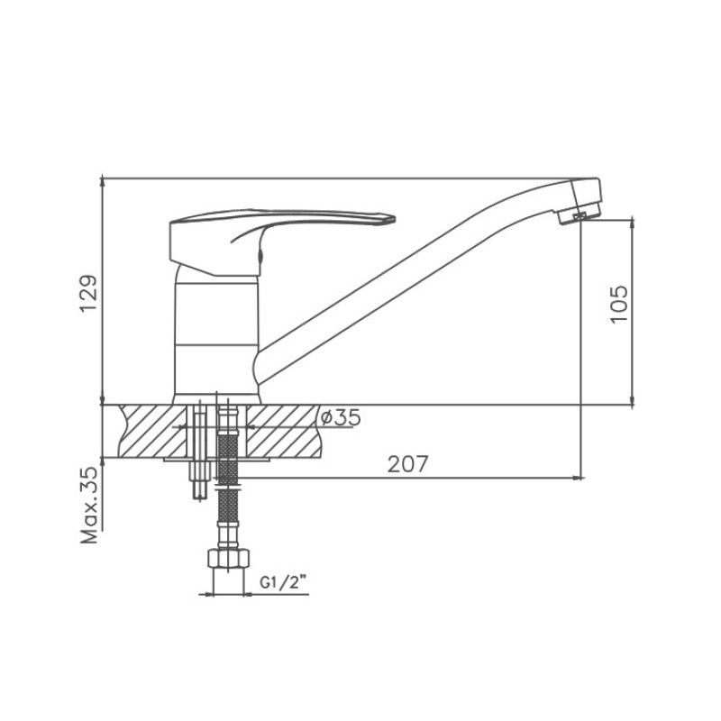 Смеситель для кухни Cron CN4266-2, хром