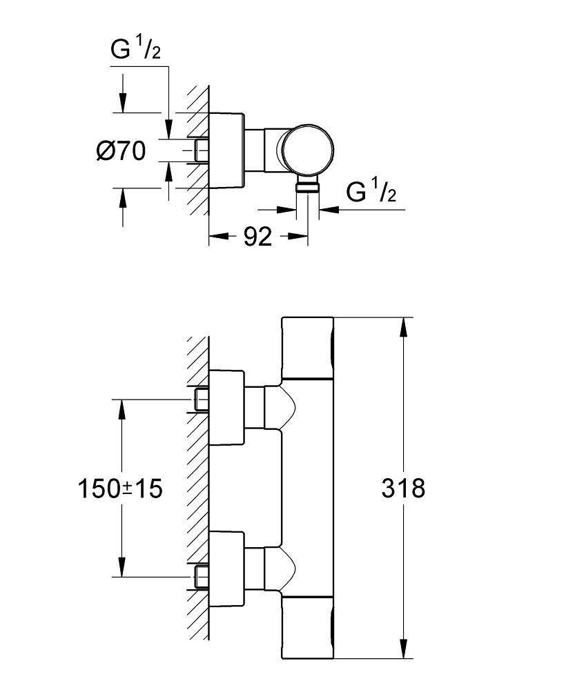 Термостатический смеситель для душа GROHE Grohtherm 3000 Cosmopolitan, хром (34274000) Термостатический смеситель для душа GROHE Grohtherm 3000 Cosmopolitan, хром (34274000)