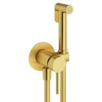 Plumberia Selection IXO Комплект гигиен. душа со смесителем, душ и держатель из металла, шланг PVC 1250мм, золото брашированное