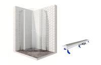 Душевой уголок Ambassador Nord 13011101-ST11, полукруглый, линейный трап, 90х90