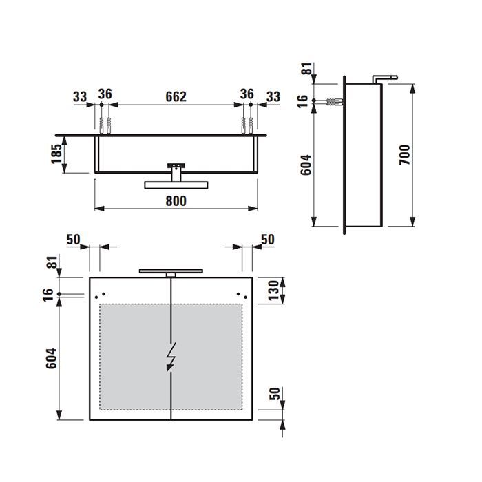 Laufen BASE Шкафчик зеркальный 800x185x700 мм, 2 дверцы, с LED-подсветкой, 2 стеклянные полки, 1 розетка, белый матовый