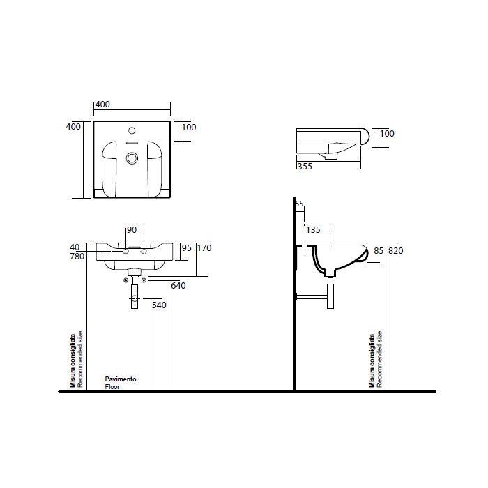 KERASAN Inka Project Раковина INKA 40x40x35,5 без отверстия под смеситель,цвет белый, артикул 341201*0