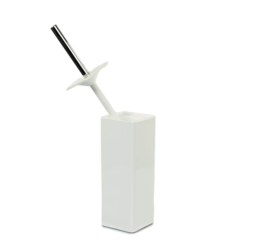 Stil Haus Living, напольный керамический ёрш, цвет хром - белый матовый - белая керамика