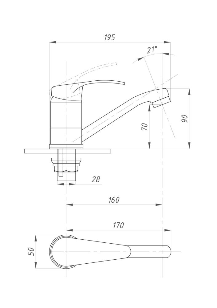 Смеситель для кухни ПРОФСАН КОМПЛЕКТАЦИЯ тип См-МОЦБА, См-УмОЦБА (PSM-104-32), артикул PSM-104-32