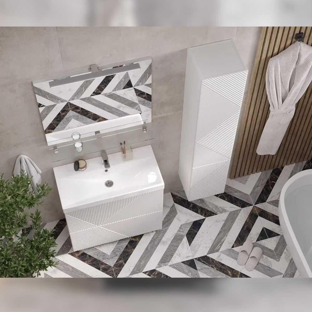 Тумба под раковину напольная Velvex Edge tn.EDG.9696.80.2Y белый глянец, 80 см, артикул tn.EDG.9696.80.2Y белый глянец