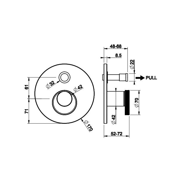 Gessi Anello Встраиваемый однорычажный смеситель на 2 выхода с перекл. (внешние части), цвет: хром
