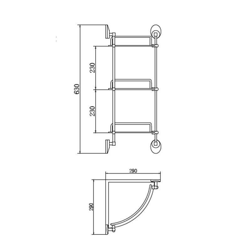 Полка стеклянная угловая FASHUN A1607-3, хром