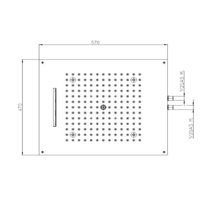 Верхний душ, Bossini, Dream/2 RGB, тип установки-потолочный встраиваемый, размер душевого диска, мм-570*470, форма-прямоугольная, количество режимов-2, тип струи-дождь, каскад, в комплекте-4 светодиода RGB LED, трансформатор низкого напряжения, блок управ Верхний душ, Bossini, Dream/2 RGB, тип установки-потолочный встраиваемый, размер душевого диска, мм-570*470, форма-прямоугольная, количество режимов-2, тип струи-дождь, каскад, в комплекте-4 светодиода RGB LED, трансформатор низкого напряжения, блок управ