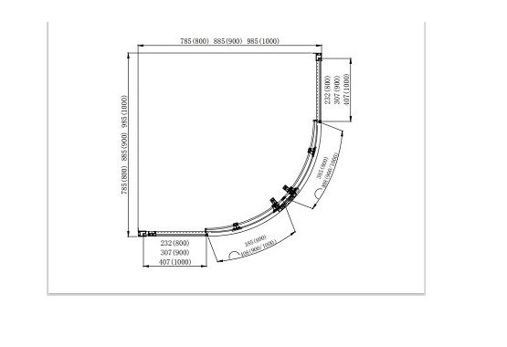 AQ ARI RO 08020BL Душевой уголок 1/4 круга, двери раздвижные 800x800x2000, профиль черный, стекло прозрачное AQ ARI RO 08020BL Душевой уголок 1/4 круга, двери раздвижные 800x800x2000, профиль черный, стекло прозрачное