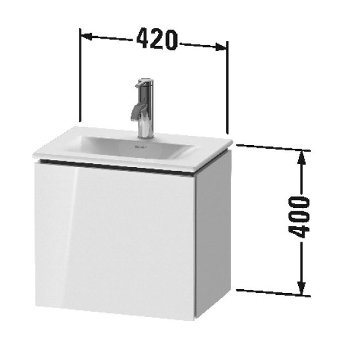 Duravit L-Cube Тумба подвесная под раковину # 073345, 1 дверца, петли справа, 400x440x311мм, цвет White High Gloss, артикул LC6133R2222