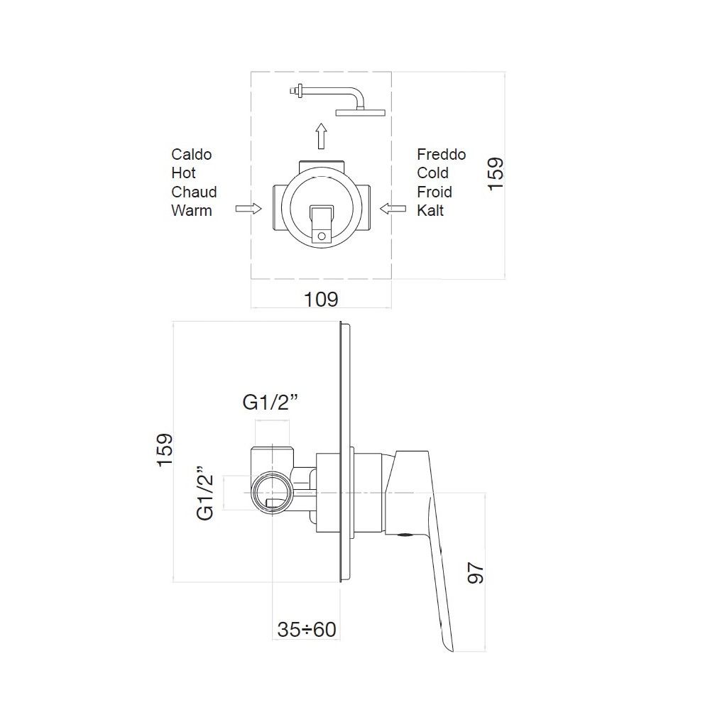 Смеситель для душа встраиваемый Webert Sax Evolution SE880101560, черный