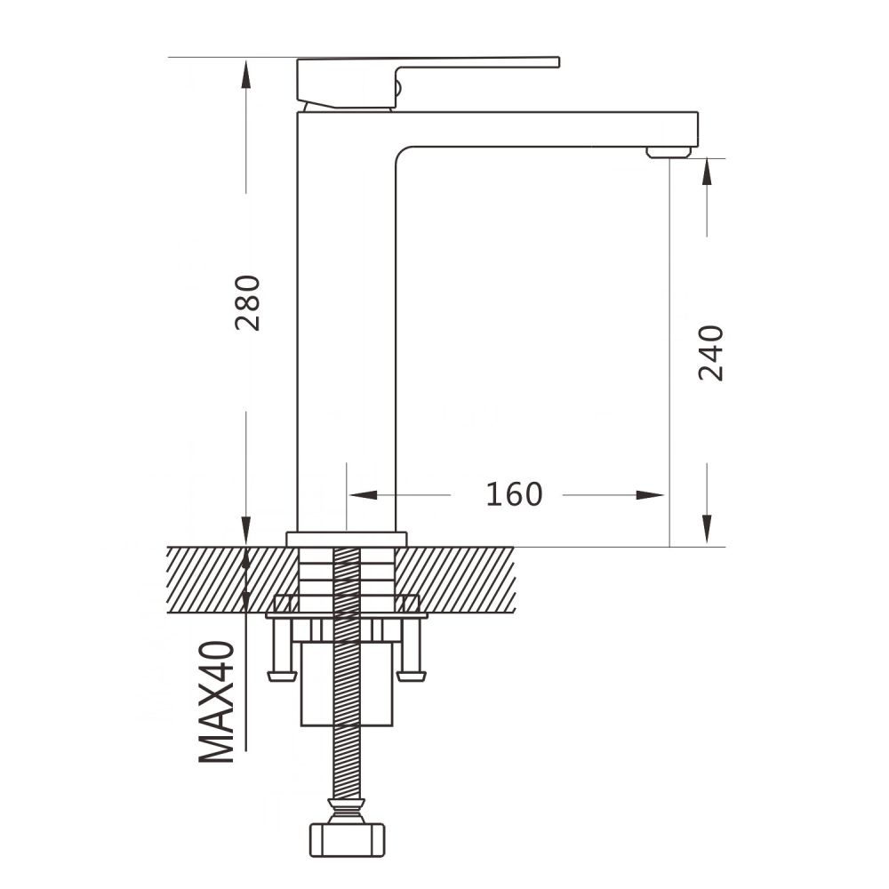 Смеситель для раковины Shevanik S9611T, оружейная сталь