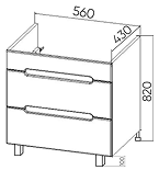Тумба VIANT "Марсель" 2 ящика белая 430х560х820 под раковину .S-UM-COM60/1-w (COMO 60) (VMAR60CO-T2Y), артикул VMAR60CO-T2Y