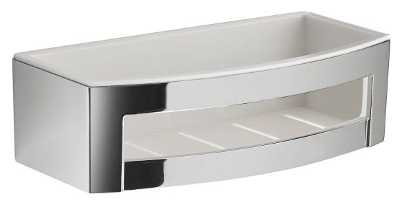 Gedy, решётка прямоугольная 1-уровневая c ABS вкладышем (24,2х11,6хh7,3), цвет хром - белый пластик