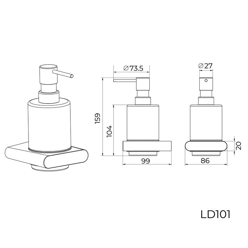 Дозатор жидкого мыла Knotlor LD101GM, оружейная сталь