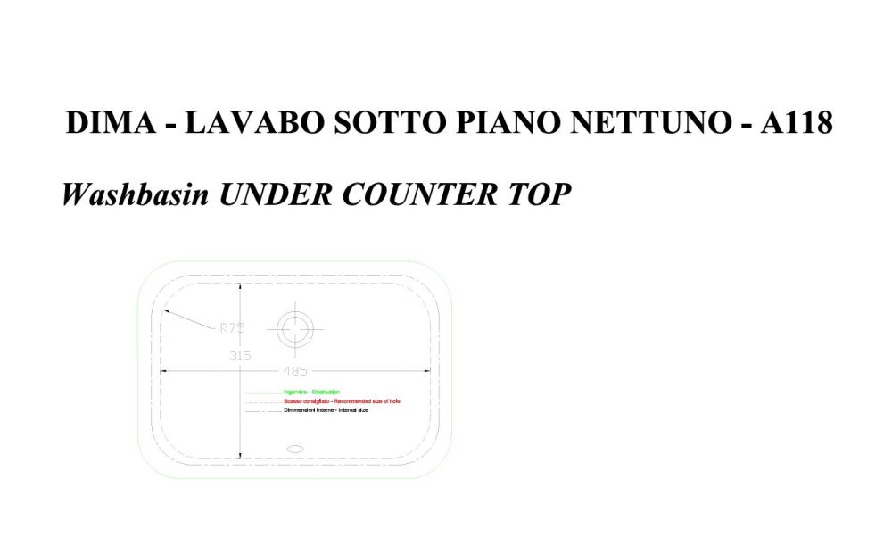 Hidra Lavabi, подстольная прямоугольная раковина 55x40x20h см, цвет белый глянцевый, артикул A118/001