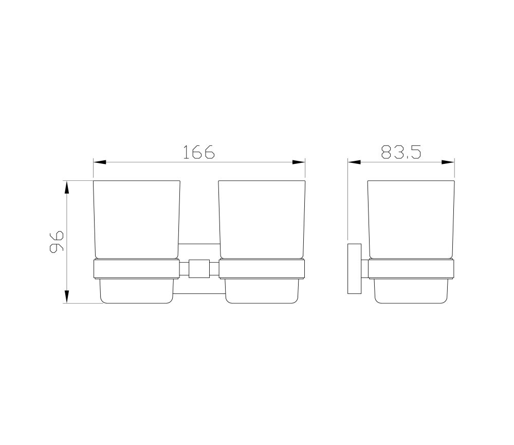 Два стакана для зубных щеток с держателем WONZON & WOGHAND GRAFFITY, Темный графит (WW-9328-GM)