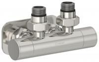 Вентиль, Сунержа, EU50, 2 х НР G 1/2" / 2 х НГ G 3/4", угловой, скрытый, материал-нержавеющая сталь, цвет-сталь без покрытия