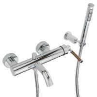 ERMITAGE MINI Смеситель для ванны моноком. внешний, с ручным душем, орех/хром